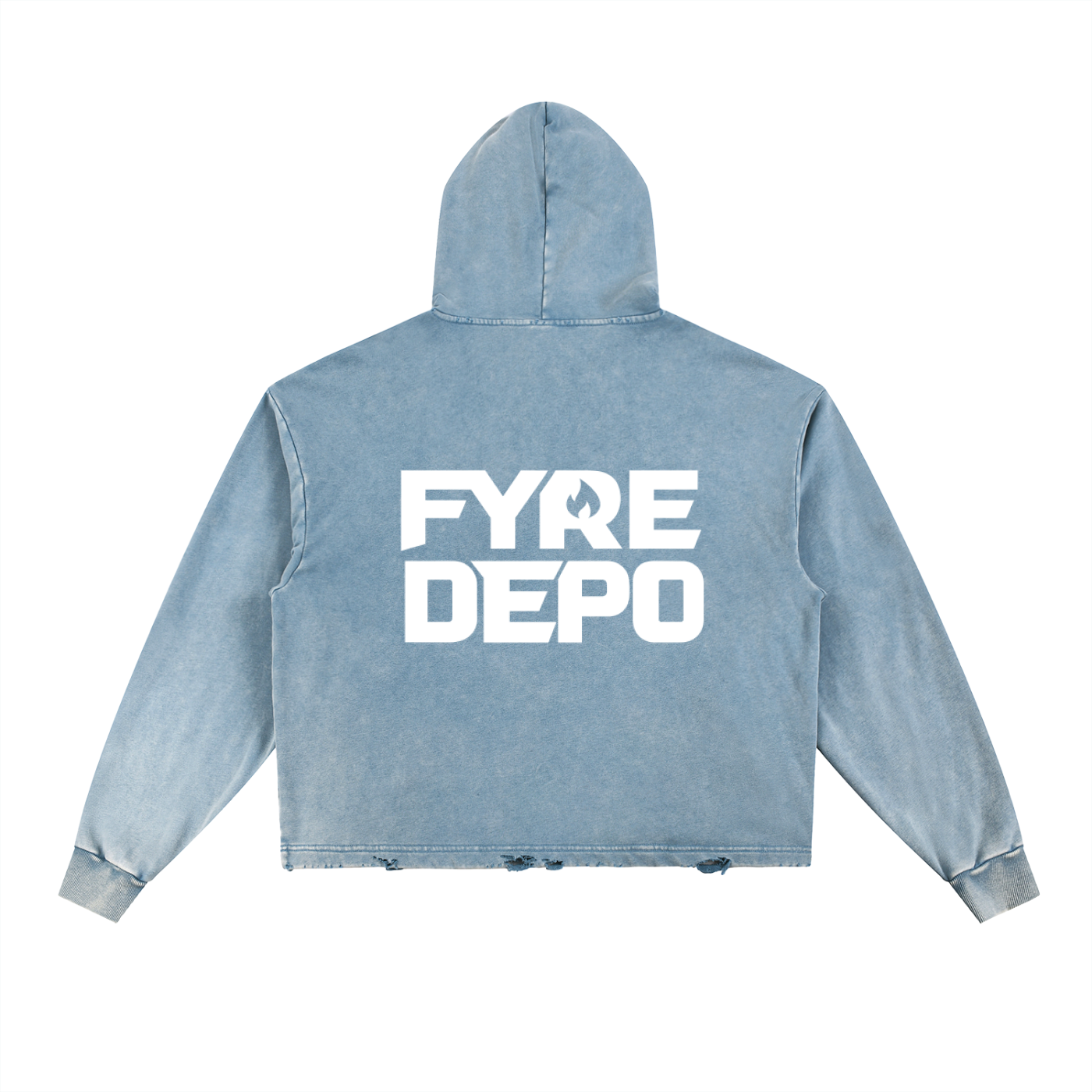 Fyre Depo Vintage Washed Frayed-Hem Hoodie