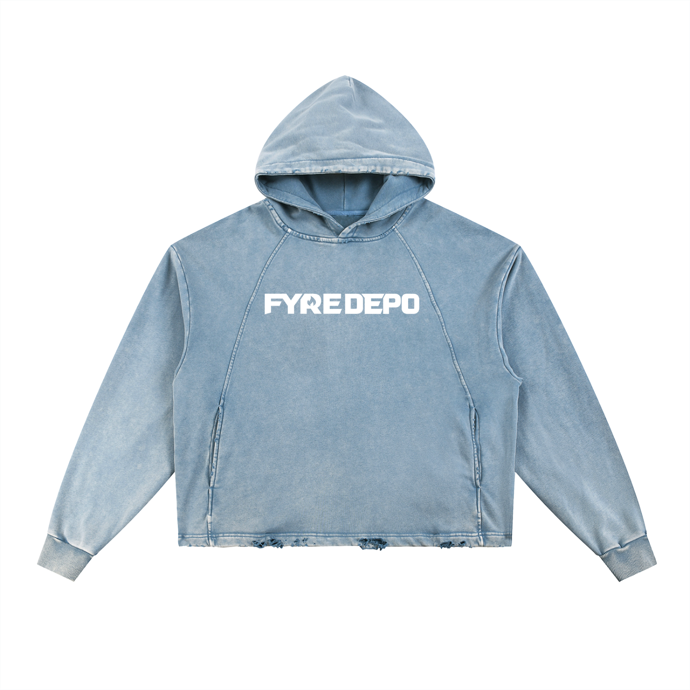 Fyre Depo Vintage Washed Frayed-Hem Hoodie
