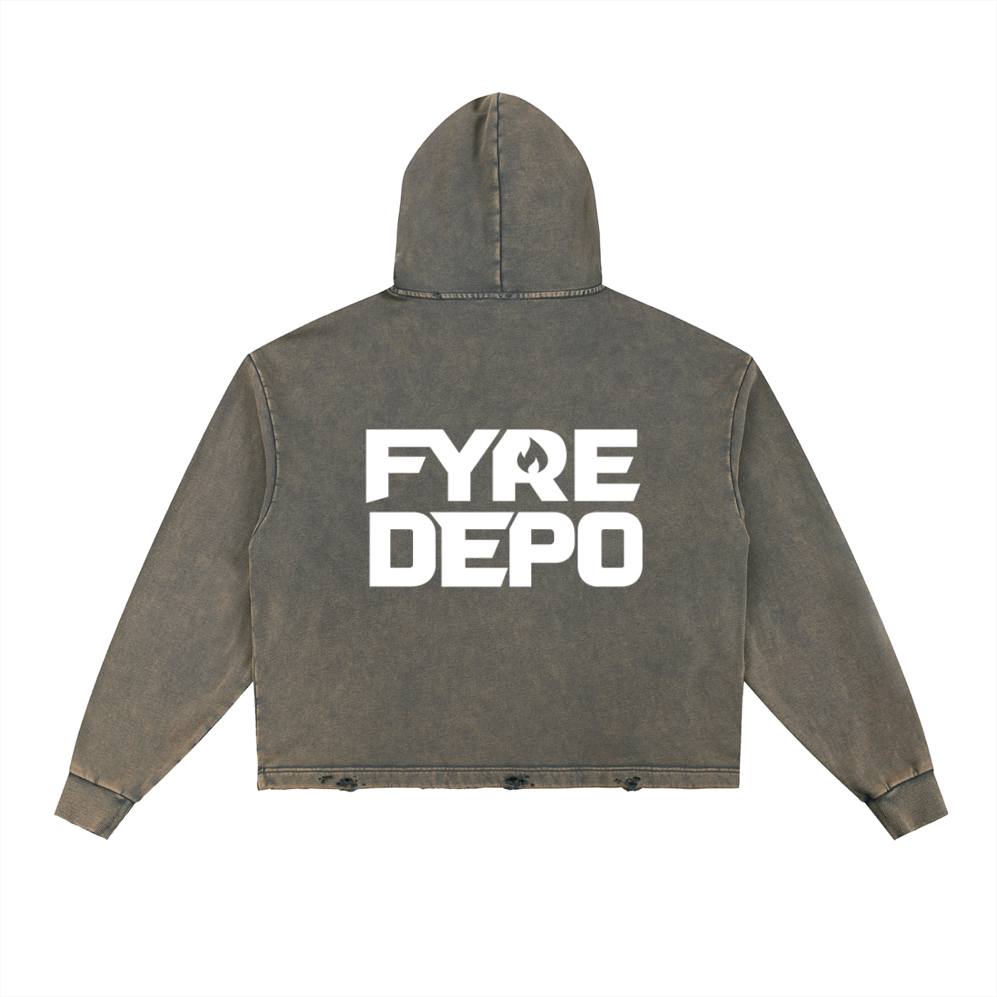 Fyre Depo Vintage Washed Frayed-Hem Hoodie