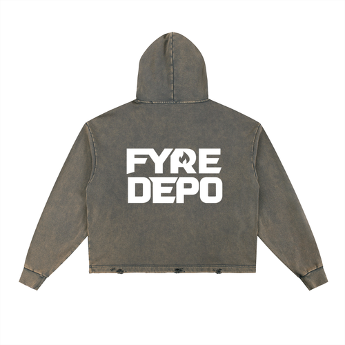 Fyre Depo Vintage Washed Frayed-Hem Hoodie