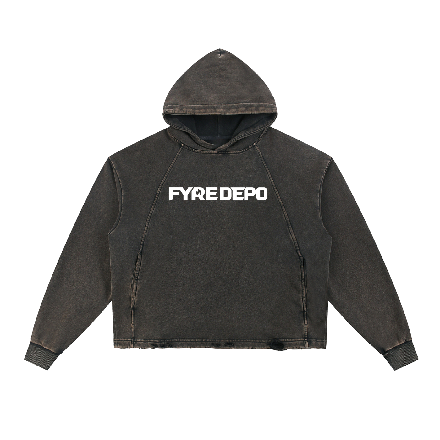 Fyre Depo Vintage Washed Frayed-Hem Hoodie